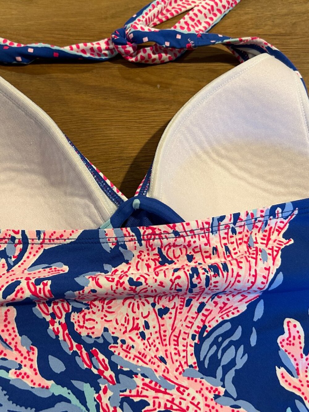 LILLY PULITZER Sz S Borealis Blue Bliss Halter Tankini Swimsuit Top - Picture 7 of 9